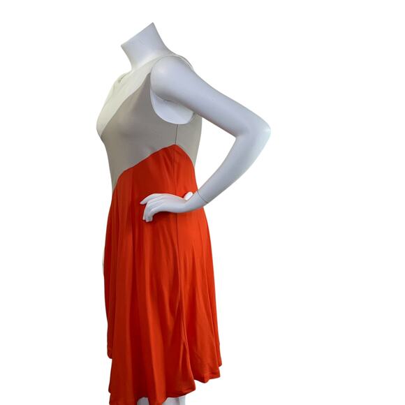 Anthropologie Maeve Cameron Dress Size L Rib Knit Sleeveless Asymmetrical Orange - Picture 4 of 8